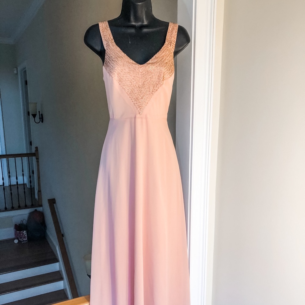 FOREVER 21 sz M peach beaded gown beautiful
